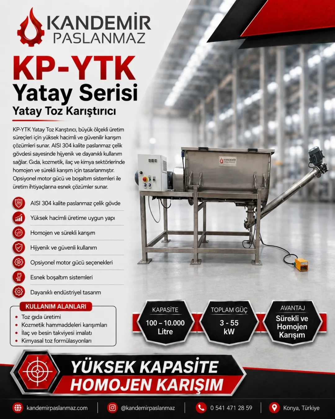 Yatay Toz Karıştırıcı ve Ribbon Mikser Çözümlerinde Kandemir Paslanmaz Kalitesi