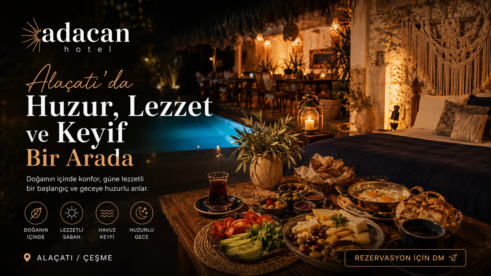 Alaçatı’nın Büyülü Atmosferinde Gizli Bir Cennet: Adacan Hotel